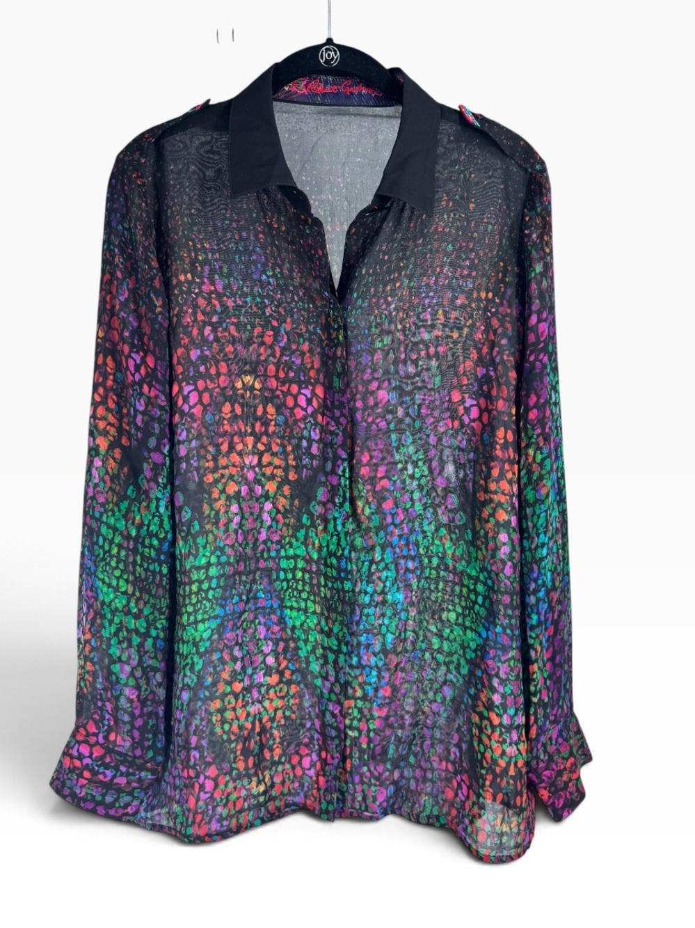 Robert Graham sheer blouse bright with epaulettes medium